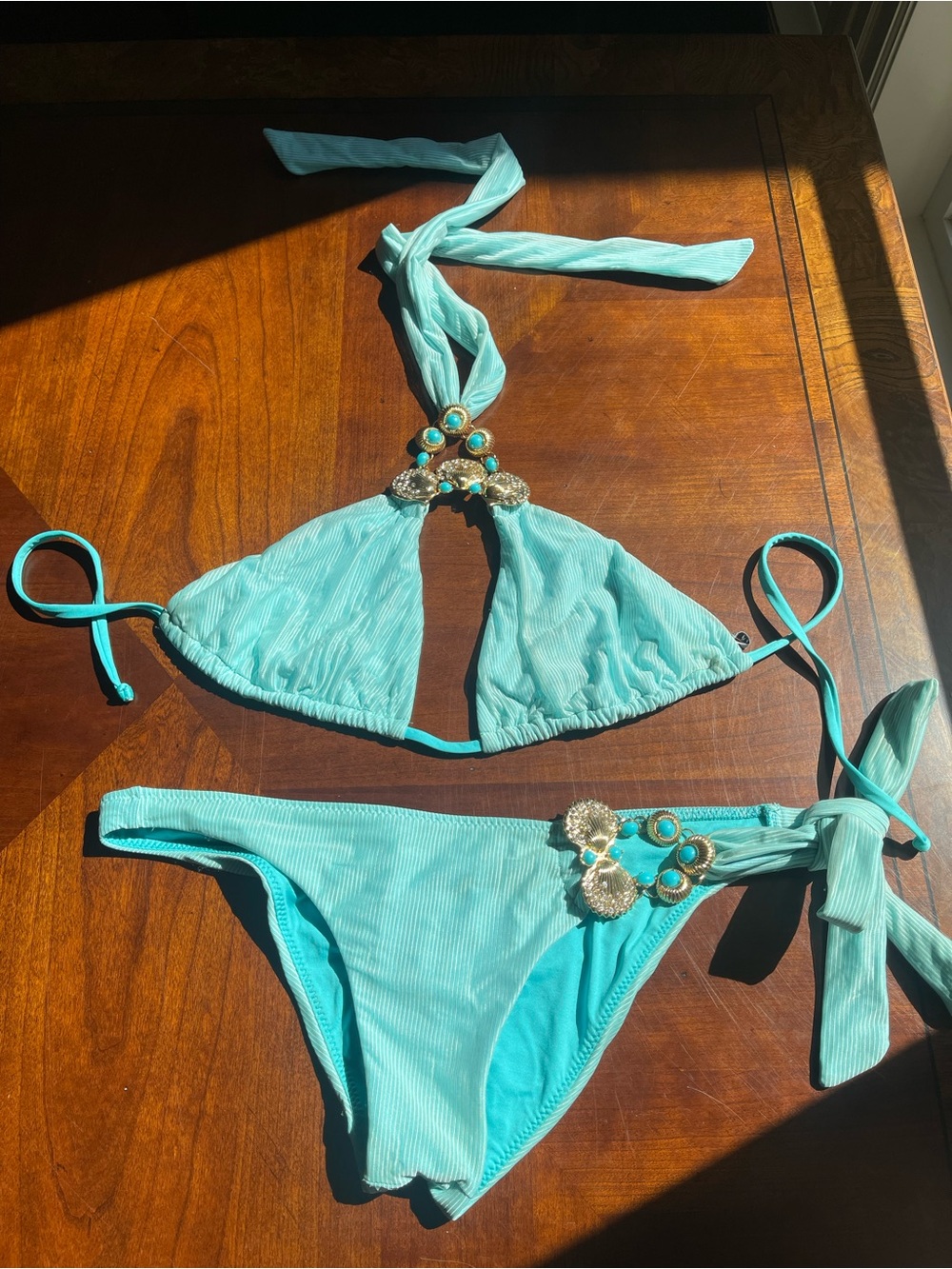 Turquoise Embellished Bikini Set “Lara” by beach bunny XL/L set RARE - Picture 8 of 14